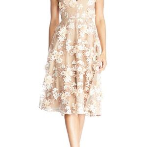 Dress the Population Floral Lace Midi Dress in Cream